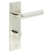 BUR-45PN-456PN-81PN Frelan Hardware Burlington 'Richmond' Door Handles on 78mm DIN Bathroom Backplate with Polished Nickel Turn & Release &lpar;Inner 3&rpar;