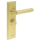 BUR-45SB-453SB-81SB Frelan Hardware Burlington 'Richmond' Door Handles on 57mm Bathroom Backplate with Satin Brass Turn & Release &lpar;Inner 3&rpar;