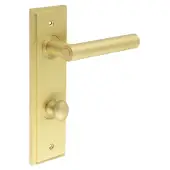 BUR-45SB-456SB-80SB Frelan Hardware Burlington 'Richmond' Door Handles on 78mm DIN Bathroom Backplate with Satin Brass Turn & Release &lpar;Inner 1&rpar;