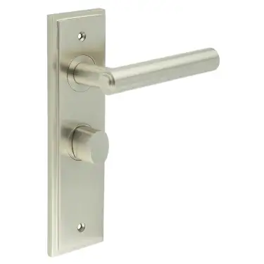 Click Here To Enlarge This Photo Of BUR-45SN-453SN-81SN Frelan Hardware Burlington 'Richmond' Door Handles on 57mm Bathroom Backplate with Satin Nickel Turn & Release &lpar;Inner 3&rpar;