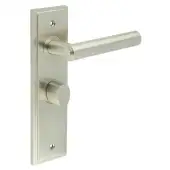 BUR-45SN-453SN-81SN Frelan Hardware Burlington 'Richmond' Door Handles on 57mm Bathroom Backplate with Satin Nickel Turn & Release &lpar;Inner 3&rpar;