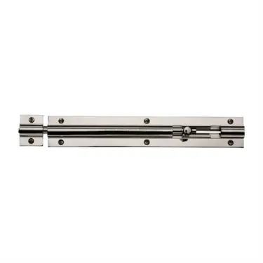 Click Here To Enlarge This Photo Of C1582 8-PNF Heritage Brass Door Bolt Straight 8 x 1&period;25 Polished Nickel finish