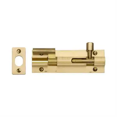 Click Here To Enlarge This Photo Of C1592 4-SB Heritage Brass Door Bolt Necked 4 x 1&period;25 Satin Brass finish