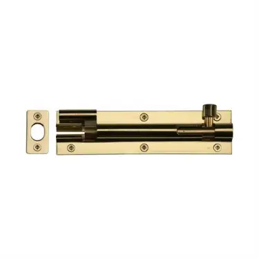 Click Here To Enlarge This Photo Of C1594 6-PB Heritage Brass Door Bolt Necked 6" x 1&period;5" Polished Brass finish