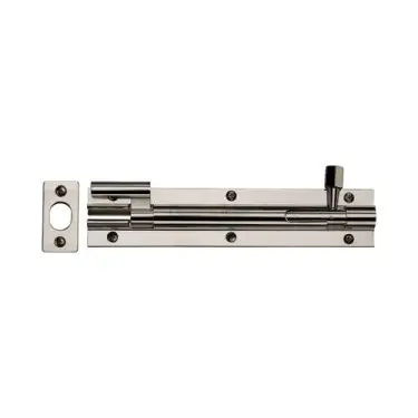 Click Here To Enlarge This Photo Of C1594 6-PNF Heritage Brass Door Bolt Necked 6 x 1&period;5 Polished Nickel finish