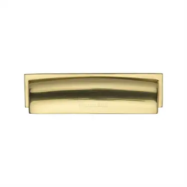 Click Here To Enlarge This Photo Of C2765 96-PB Heritage Brass Drawer Pull Shropshire Design 76&sol;96mm ctc Polished Brass Finish