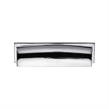 Click Here To Enlarge This Photo Of C2765 96-PC Heritage Brass Drawer Pull Shropshire Design 76&sol;96mm ctc Polished Chrome Finish