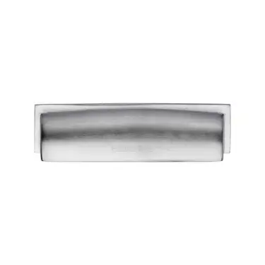 Click Here To Enlarge This Photo Of C2765 96-SC Heritage Brass Drawer Pull Shropshire Design 76&sol;96mm ctc Satin Chrome Finish