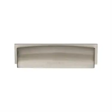 Click Here To Enlarge This Photo Of C2765 96-SN Heritage Brass Drawer Pull Shropshire Design 76&sol;96mm ctc Satin Nickel Finish