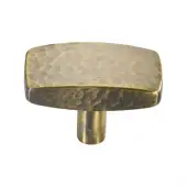 C3386 47-AT Heritage Brass Cabinet Knob Rectangular Hammered Design 47mm Antique Brass finish