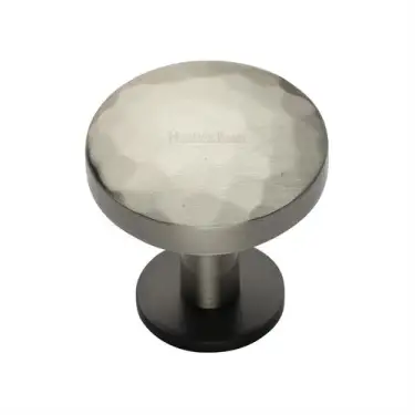 Click Here To Enlarge This Photo Of C3876 32-BSN Heritage Brass Cabinet Knob Round Hammered Design with Rose 32mm Matt Bronze&sol;Satin Nickel finish