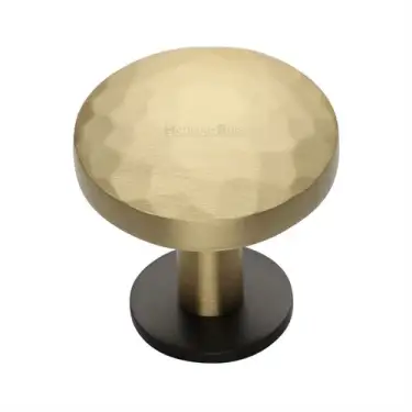Click Here To Enlarge This Photo Of C3876 38-BSB Heritage Brass Cabinet Knob Round Hammered Design with Rose 38mm Matt Bronze&sol;Satin Brass finish