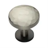 C3876 38-BSN Heritage Brass Cabinet Knob Round Hammered Design with Rose 38mm Matt Bronze&sol;Satin Nickel finish