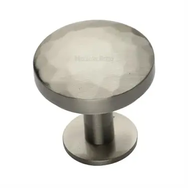 Click Here To Enlarge This Photo Of C3876 38-SN Heritage Brass Cabinet Knob Round Hammered Design with Rose 38mm Satin Nickel finish