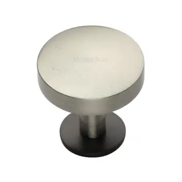 Click Here To Enlarge This Photo Of C3878 32-BSN Heritage Brass Cabinet Knob Domed Disc Design with Rose 32mm Matt Bronze&sol;Satin Nickel finish