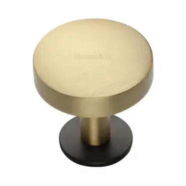 Click Here To Enlarge This Photo Of C3878 38-BSB Heritage Brass Cabinet Knob Domed Disc Design with Rose 38mm Matt Bronze&sol;Satin Brass finish