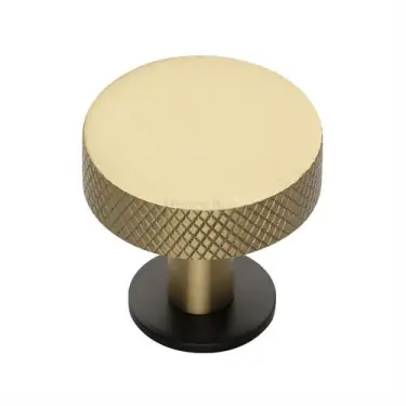 Click Here To Enlarge This Photo Of C3882 32-BSB Heritage Brass Cabinet Knob Knurled Disc Design with Rose 32mm Matt Bronze&sol;Satin Brass finish
