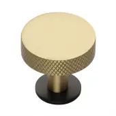 C3882 38-BSB Heritage Brass Cabinet Knob Knurled Disc Design with Rose 38mm Matt Bronze&sol;Satin Brass finish