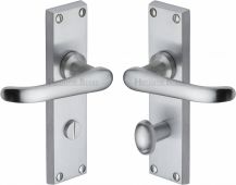 V730-SC Heritage Brass Door Handle For Bathroom Windsor Design Satin Chrome Finish