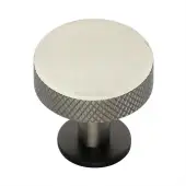 C3882 38-BSN Heritage Brass Cabinet Knob Knurled Disc Design with Rose 38mm Matt Bronze&sol;Satin Nickel finish