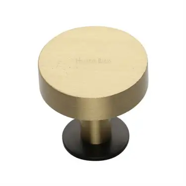 Click Here To Enlarge This Photo Of C3885 32-BSB Heritage Brass Cabinet Knob Disc Design with Rose 32mm Matt Bronze &sol; Satin Brass finish