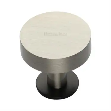 Click Here To Enlarge This Photo Of C3885 38-BSN Heritage Brass Cabinet Knob Disc Design with Base 38mm Matt Bronze &sol; Satin Nickel finish
