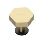 C4345 32-BSB Heritage Brass Cabinet Knob Hexagon Design with Rose 32mm Matt Bronze&sol;Satin Brass finish