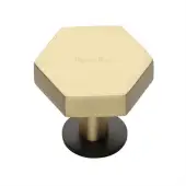 C4345 38-BSB Heritage Brass Cabinet Knob Hexagon Design with Rose 38mm Matt Bronze&sol;Satin Brass finish
