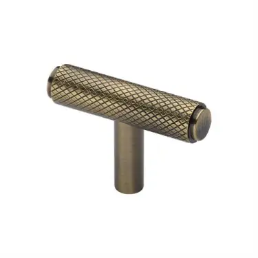Click Here To Enlarge This Photo Of C4415-AT Heritage Brass Cabinet Knob Knurled T-Bar Design 45mm Antique Brass finish