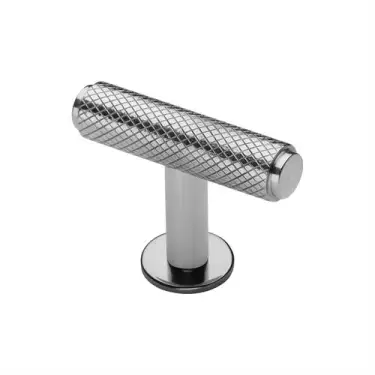 Click Here To Enlarge This Photo Of C4416-PC Heritage Brass Cabinet Knob Knurled T-Bar Design with Rose 45mm Polished Chrome finish