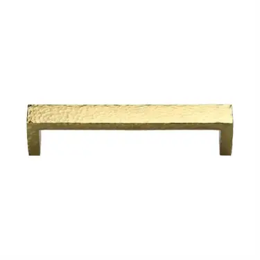 Click Here To Enlarge This Photo Of C4525 128-PB Heritage Brass Cabinet Pull Hammered Wide Metro Design 128mm ctc Polished Brass Finish