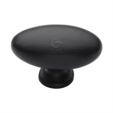 Click Here To Enlarge This Photo Of FB118 38 M&period;Marcus Matt Black Rustic Iron Cabinet Knob Oval Design 38mm