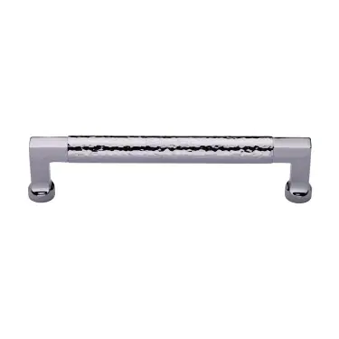 Click Here To Enlarge This Photo Of HAM0312 128-PC Heritage Brass Cabinet Pull Bauhaus Hammered Design 128mm ctc Polished Chrome Finish