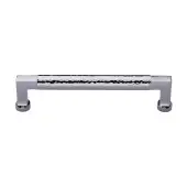 HAM0312 128-PC Heritage Brass Cabinet Pull Bauhaus Hammered Design 128mm ctc Polished Chrome Finish