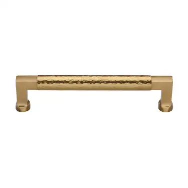 Click Here To Enlarge This Photo Of HAM0312 160-SB Heritage Brass Cabinet Pull Bauhaus Hammered Design 160mm ctc Satin Brass Finish