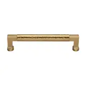 HAM0312 160-SB Heritage Brass Cabinet Pull Bauhaus Hammered Design 160mm ctc Satin Brass Finish
