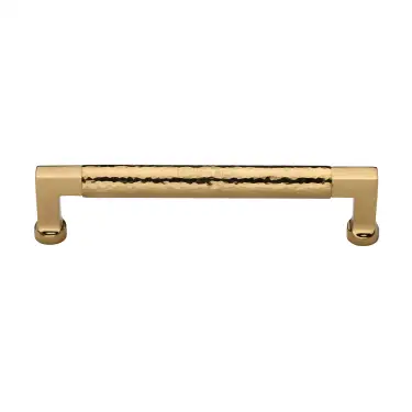 Click Here To Enlarge This Photo Of HAM0312 203-PB Heritage Brass Cabinet Pull Bauhaus Hammered Design 203mm ctc Polished Brass Finish