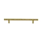 HAM0361 101-PB Heritage Brass Cabinet Pull T-Bar Hammered Design 101mm ctc Polished Brass Finish
