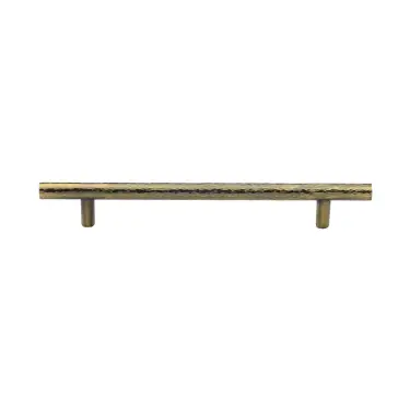 Click Here To Enlarge This Photo Of HAM0361 128-AT Heritage Brass Cabinet Pull T-Bar Hammered Design 128mm ctc Antique Brass Finish