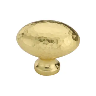 Click Here To Enlarge This Photo Of HAM114 38-PB Heritage Brass Cabinet Knob Victorian Oval Hammered Design 38mm Polished Brass finish