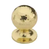 HAM8321 25-PB Heritage Brass Cabinet Knob Ball Hammered Design 25mm Polished Brass finish