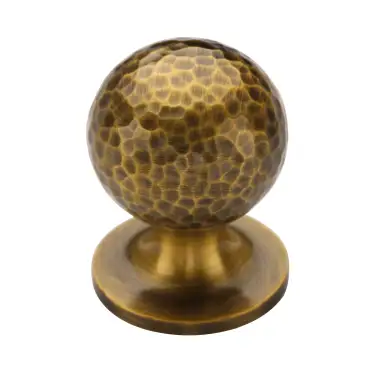 Click Here To Enlarge This Photo Of HAM8321 38-AT Heritage Brass Cabinet Knob Ball Hammered Design 38mm Antique Brass finish