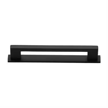 Click Here To Enlarge This Photo Of PL0337 160-BKMT Heritage Brass Cabinet Pull Metro Design with Plate 160mm ctc Matt Black Finish