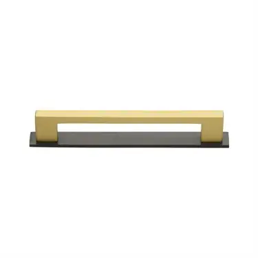 Click Here To Enlarge This Photo Of PL0337 96-BSB Heritage Brass Cabinet Pull Metro Design with Plate 96mm ctc Matt Bronze&sol;Satin Brass Finish