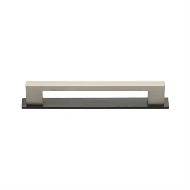 Click Here To Enlarge This Photo Of PL0337 96-BSN Heritage Brass Cabinet Pull Metro Design with Plate 96mm ctc Matt Bronze&sol;Satin Nickel Finish