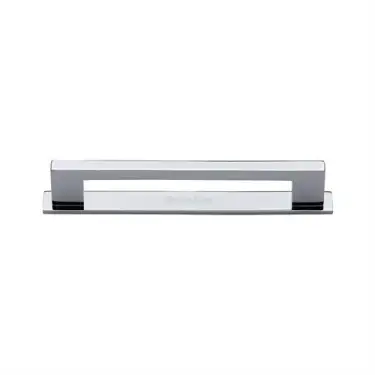 Click Here To Enlarge This Photo Of PL0337 96-PC Heritage Brass Cabinet Pull Metro Design with Plate 96mm ctc Polished Chrome Finish