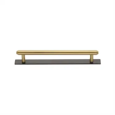 Click Here To Enlarge This Photo Of PL4410 128-BSB Heritage Brass Cabinet Pull Step Design with Plate 128mm ctc Matt Bronze&sol;Satin Brass Finish