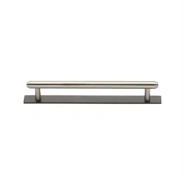 Click Here To Enlarge This Photo Of PL4410 128-BSN Heritage Brass Cabinet Pull Step Design with Plate 128mm ctc Matt Bronze&sol;Satin Nickel Finish