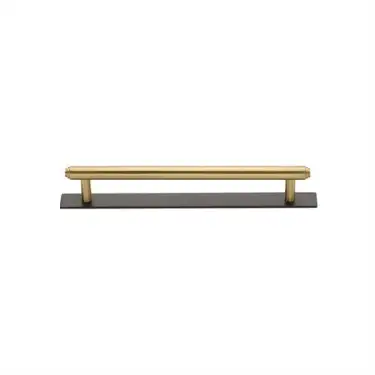 Click Here To Enlarge This Photo Of PL4410 96-BSB Heritage Brass Cabinet Pull Step Design with Plate 96mm ctc Matt Bronze&sol;Satin Brass Finish