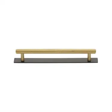 Click Here To Enlarge This Photo Of PL4458 128-BSB Heritage Brass Cabinet Pull Knurled Design with Plate 128mm ctc Matt Bronze&sol;Satin Brass Finish